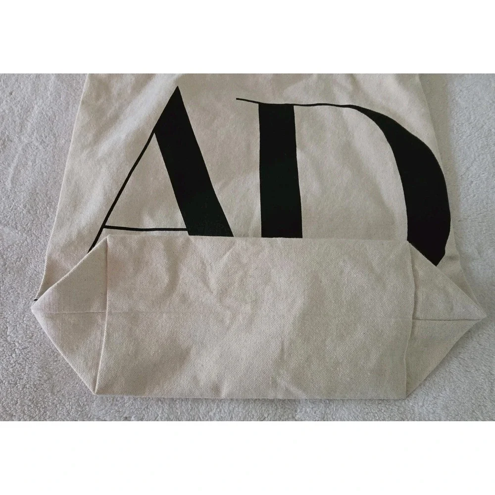 Architectural Digest AD Logo Canvas Tote Bag Natural Beige with Black Lettering